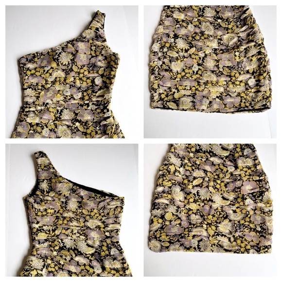 Zara Floral Print One Shoulder Mini Dress - Picture 9 of 12